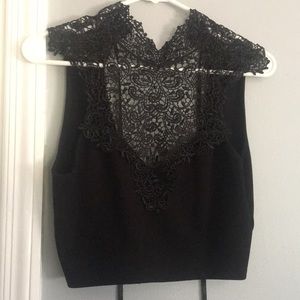 Black lace crop top